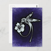 鳥のモチーフ（青） ポストカード (正面/裏面)