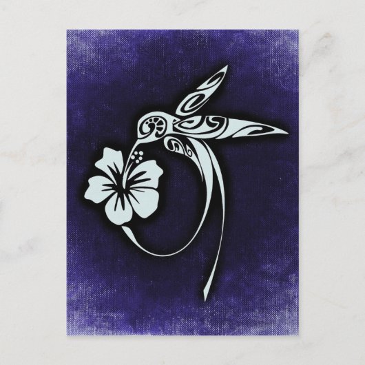 鳥のモチーフ（青） ポストカード (正面)