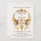 鳥のリースの美しい結婚式招待状 招待状 (正面)