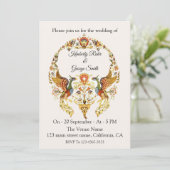 鳥のリースの美しい結婚式招待状 招待状 (スタンド正面)
