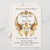鳥のリースの美しい結婚式招待状 招待状 (正面/裏面)