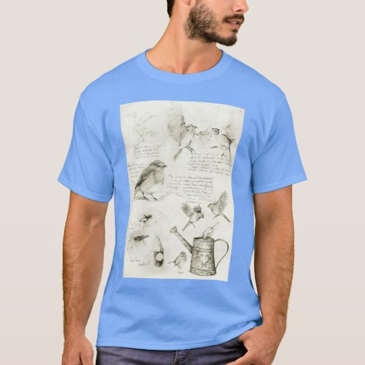 鳥のレトロな友人 Tシャツ (正面)