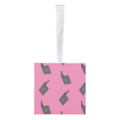 鳥のロゴの漫画と灰色のラップトップ キューブオーナメント (右)