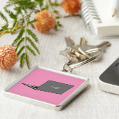 鳥のロゴの漫画と灰色のラップトップ キーホルダー (側面)