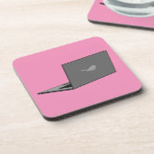 鳥のロゴの漫画と灰色のラップトップ コースター (左側)