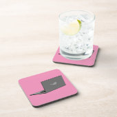 鳥のロゴの漫画と灰色のラップトップ コースター (右側)