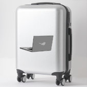 鳥のロゴの漫画と灰色のラップトップ シール (スーツケース)