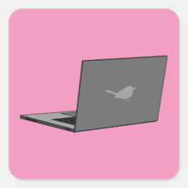 鳥のロゴの漫画と灰色のラップトップ スクエアシール
