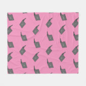 鳥のロゴの漫画と灰色のラップトップ フリースブランケット (正面(横))