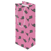 鳥のロゴの漫画と灰色のラップトップ ワインギフトバッグ (裏面アングル)