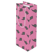 鳥のロゴの漫画と灰色のラップトップ ワインギフトバッグ (正面アングル)