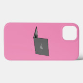 鳥のロゴの漫画と灰色のラップトップ Case-Mate iPhoneケース (裏面 (横))