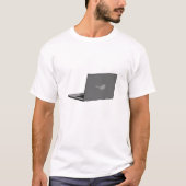 鳥のロゴの漫画と灰色のラップトップ Tシャツ (正面)