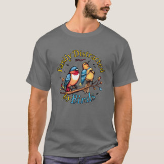 鳥のヴィンテージ友達に簡単カラフルに気を散らす Tシャツ