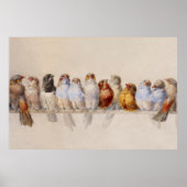 鳥のヴィンテージ水色 ポスター (正面)