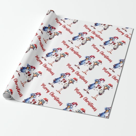 鳥の予測できなクリスマスラッピング紙 ラッピングペーパー (アンロールド)