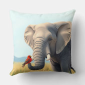 鳥の付いた象 クッション (裏面)