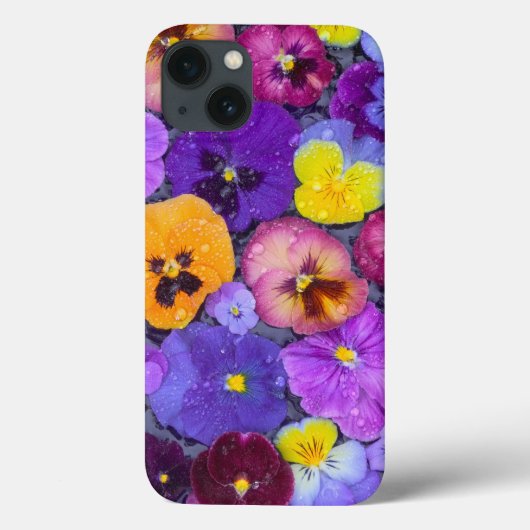 鳥の入った水浴びに浮かぶパンジーの花と露 Case-Mate iPhoneケース (裏面)