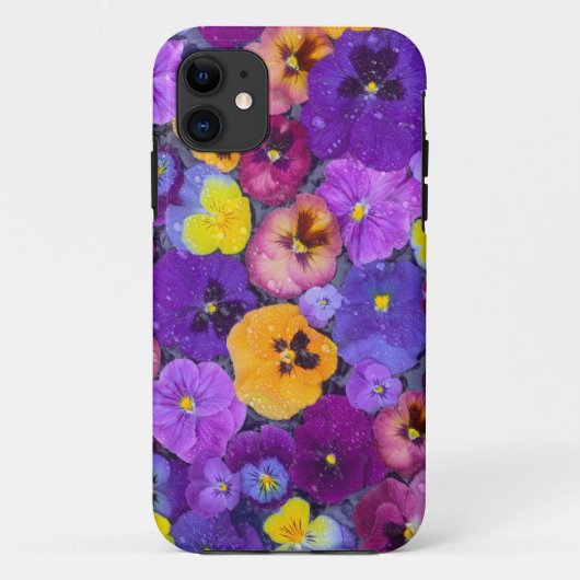 鳥の入った浴槽に浮かぶパンジーの花と露 Case-Mate iPhoneケース (裏面)