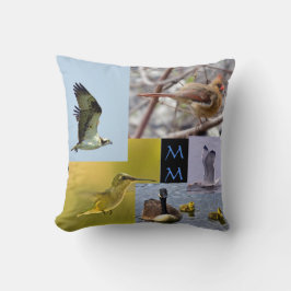 鳥の写真のコラージュの装飾用クッション クッション