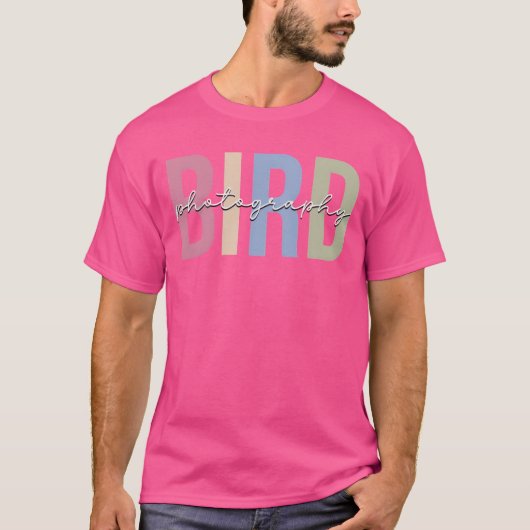 鳥の写真を撮る鳥写真家の鳥をカメラに Tシャツ (正面)