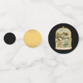 鳥の冬のキャビンのシーン金ゴールドバードケージブラック コンフェッティ (裏面)