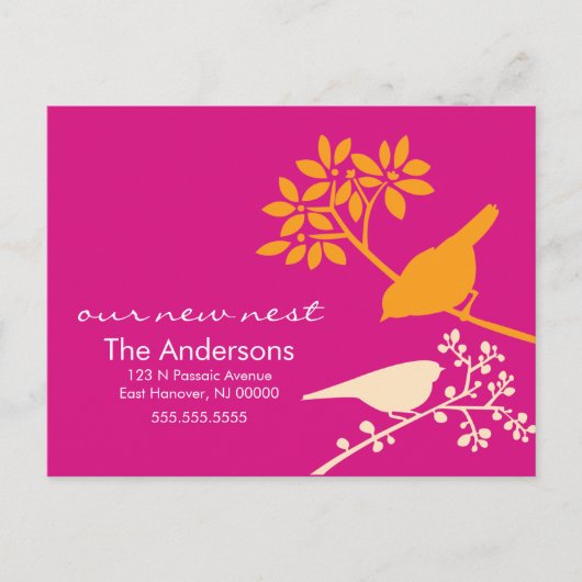 鳥の動カラフルくアナウンス 案内ポストカード (正面)