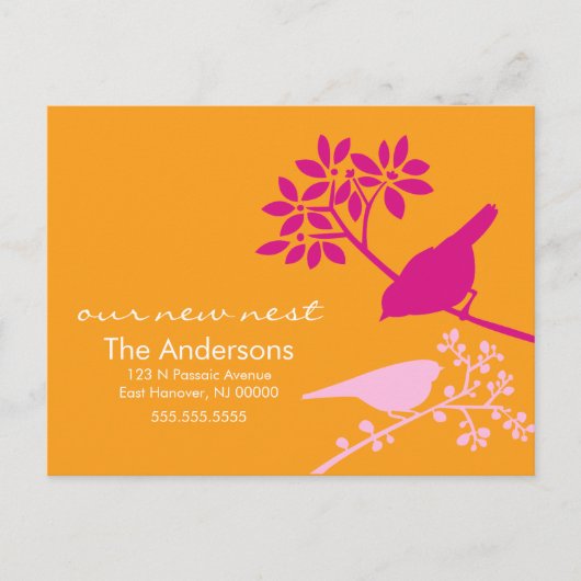 鳥の動カラフルくアナウンス 案内ポストカード (正面)