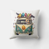 鳥の友人とバスのイースターバニー – 春Ce クッション (裏面)