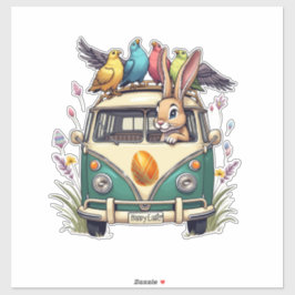 鳥の友人とバスのイースターバニー – 春Ce シール