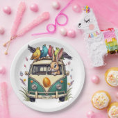 鳥の友人とバスのイースターバニー – 春Ce ペーパープレート (パーティー)