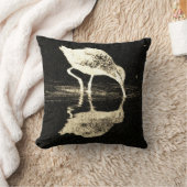 鳥の反射（白黒） モダン クッション (ブランケット)