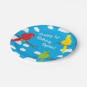 鳥の可愛いカラフル春1歳の誕生日 ペーパープレート (アングル)