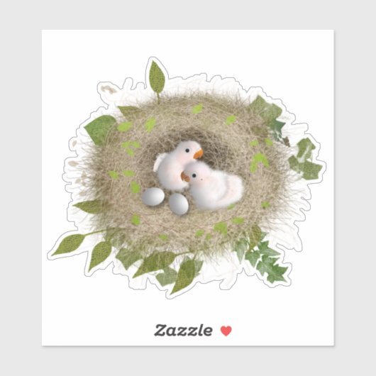 鳥の可愛い巣カスタム付きビニール シール (シート)