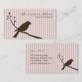 鳥の名刺(ピンクのストライブ柄) 名刺 (正面/裏面)