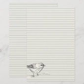 鳥の墨絵 白い煙 自然 野生動物 便箋 (正面/裏面)