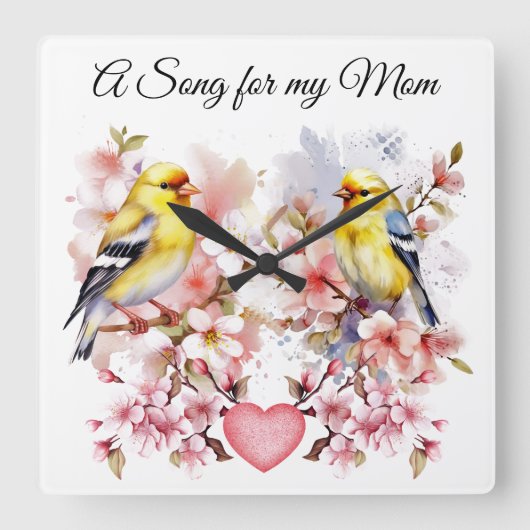 鳥の壁時計 スクエア壁時計 (正面)