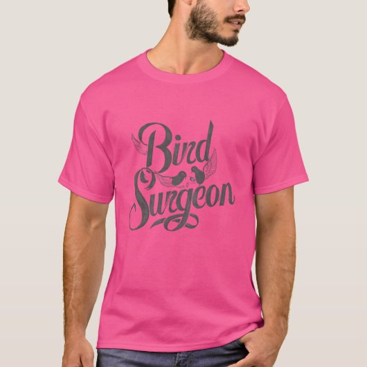 鳥の外科医の鳥獣医レトロ Tシャツ (正面)