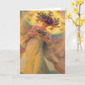 鳥の天使 カード (黄色い花)