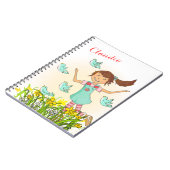 鳥の子供のノートを追跡している春の女の子 ノートブック (左側)