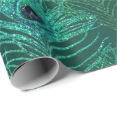 鳥の孔雀からの緑色の孔雀の羽模様 ラッピングペーパー (ロールコーナー)