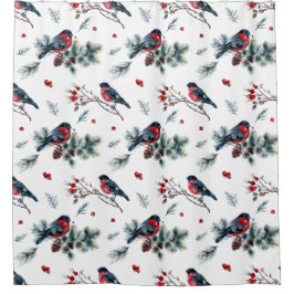 鳥の実素朴は円錐と枝を松 | シャワーカーテン