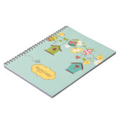 鳥の家が付いている美しい春の背景 ノートブック (左側)