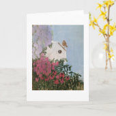 鳥の家と花の絵が描かれたカード（中身は無地） カード (黄色い花)
