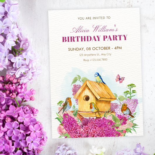 鳥の家の花の誕生日 招待状