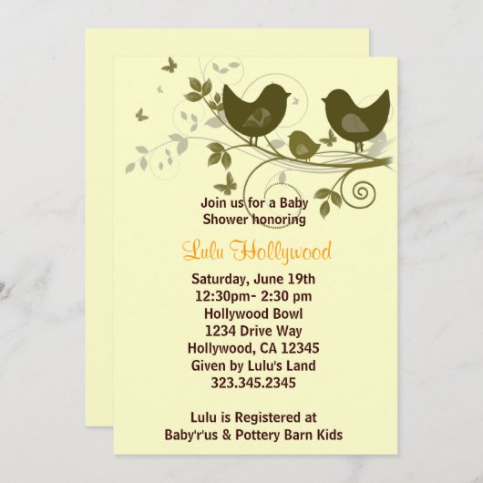 鳥の家族 招待状 (正面/裏面)