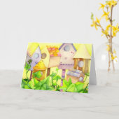 鳥の家:新居おめでとう カード (黄色い花)