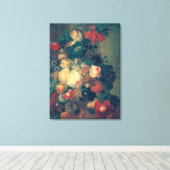 鳥の巣がある花瓶の花 キャンバスプリント (インサイチュ (ウッドフロア))