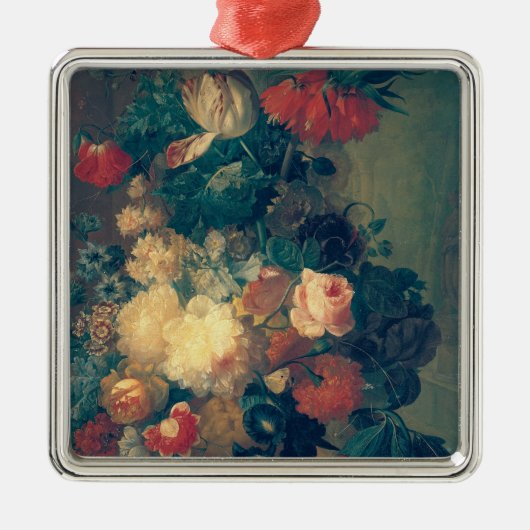 鳥の巣が付いているつぼの花 メタルオーナメント (正面)