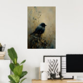 鳥の巣にいる鳥の壁掛けアート、ダークアカデミア、アンティーク ポスター (ホームオフィス)
